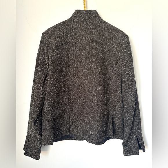 Relativity Black Brown Herringbone Military Button Front Jacket Coat Women’s XL - Picture 3 of 8